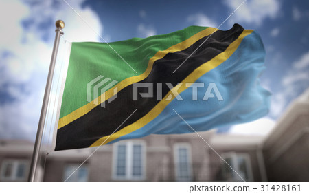Tanzania Flag 3D Rendering on Blue Sky Building Tanzania Flag 3D Rendering on Blue Sky Building 31428161