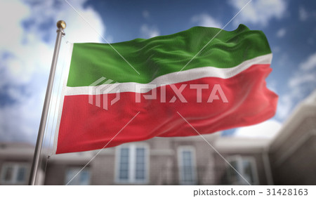Tatarstan Flag 3D Rendering on Blue Sky Building Tatarstan Flag 3D Rendering on Blue Sky Building 31428163