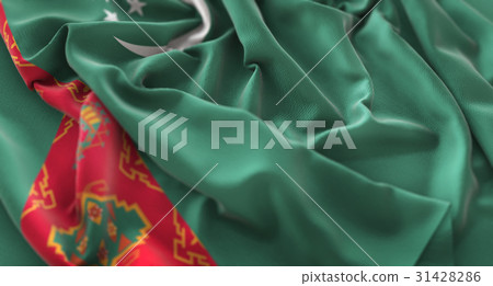 Turkmenistan Flag Ruffled Beautifully Waving 31428286