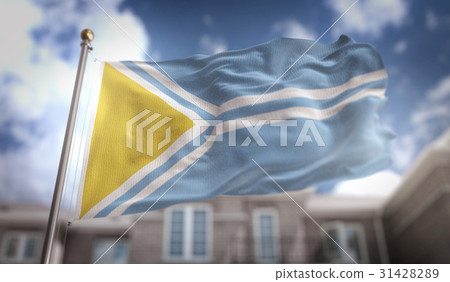 Tuva Flag 3D Rendering on Blue Sky Building Tuva Flag 3D Rendering on Blue Sky Building 31428289