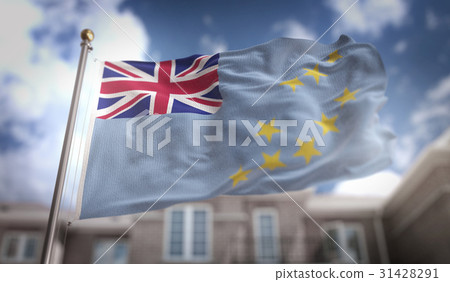Tuvalu Flag 3D Rendering on Blue Sky Building Tuvalu Flag 3D Rendering on Blue Sky Building 31428291