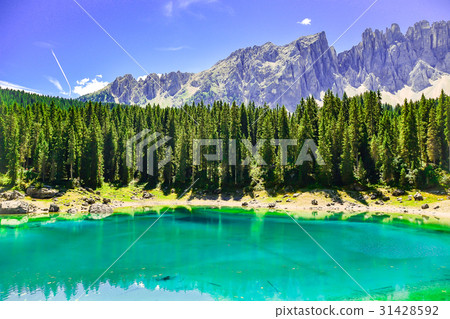 Blue Lake of Italy in the mountains, Valtournenche 31428592