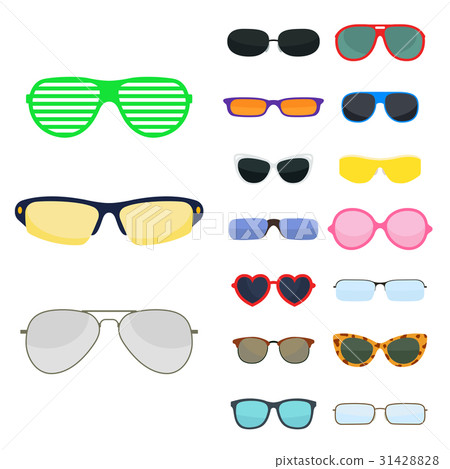 Fashion set sunglasses accessory sun spectacles - Stock Illustration ...