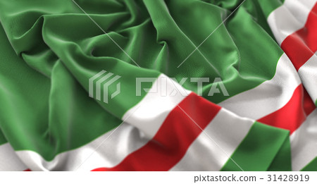 Chechen Republic of Ichkeria Flag Ruffled 31428919