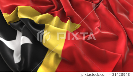 East Timor Flag Ruffled Beautifully Waving East Timor Flag Ruffled Beautifully Waving 31428948
