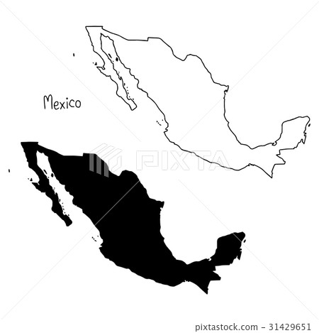 outline and silhouette map of Mexico outline and silhouette map of Mexico 31429651