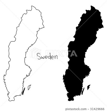 outline and silhouette map of Sweden outline and silhouette map of Sweden 31429666