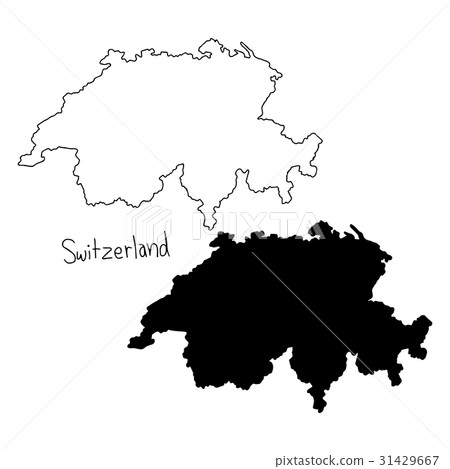 outline and silhouette map of Switzerland  31429667