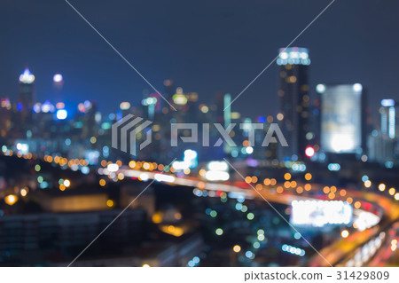 Twilight blurred bokeh light city and road Twilight blurred bokeh light city and road 31429809