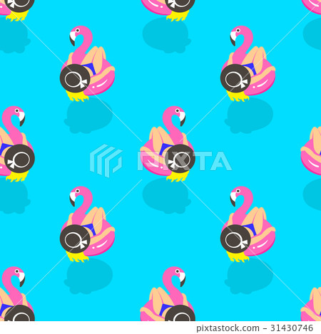 Seamless pattern with girls on an inflatable pink Seamless pattern with girls on an inflatable pink 31430746