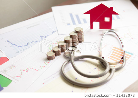 concept stethoscope car graph and coin concept stethoscope car graph and coin 31432078