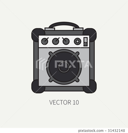 Line flat color vector icon musical equipment - 31432148