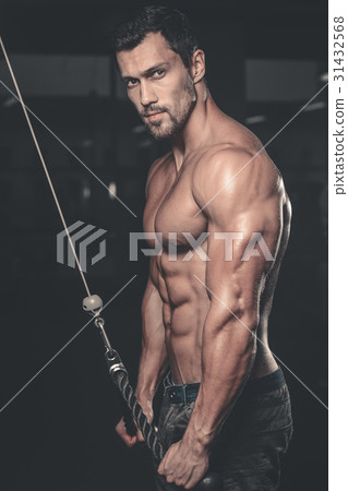 Brutal caucasian handsome fitness men on diet training triceps g Brutal caucasian handsome fitness men on diet training triceps g 31432568
