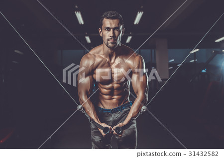 Brutal caucasian handsome fitness men on diet training chest pum Brutal caucasian handsome fitness men on diet training chest pum 31432582