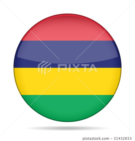 Flag of Mauritius. Shiny round button. 31432653
