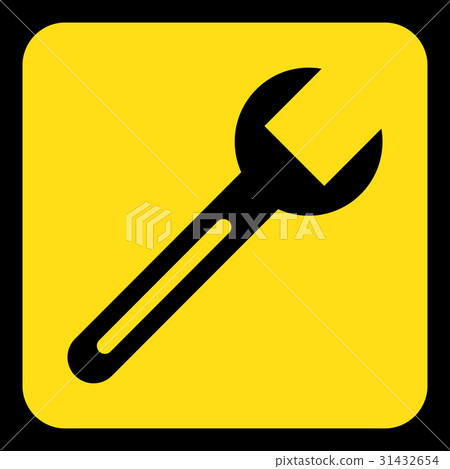 yellow, black information sign - spanner icon 31432654