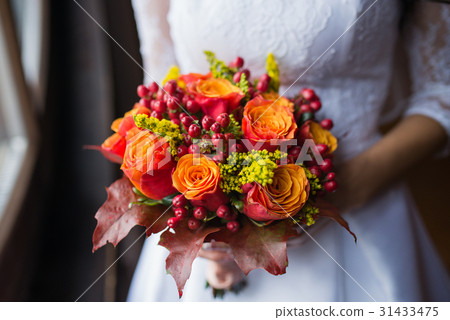 Bride holding wedding Colorful bouquet of autumn Bride holding wedding Colorful bouquet of autumn 31433475