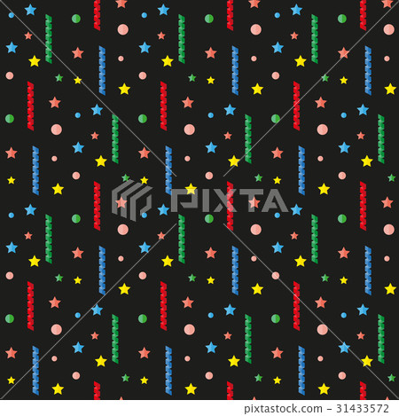 Serpentine, tinsel, sequins, confetti. Pattern. Serpentine, tinsel, sequins, confetti. Pattern. 31433572