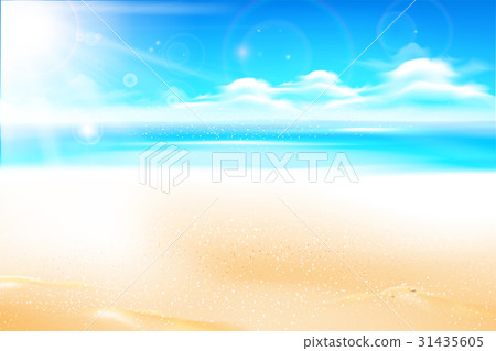 Sand beach over blur sea and sky with sun light f Sand beach over blur sea and sky with sun light f 31435605