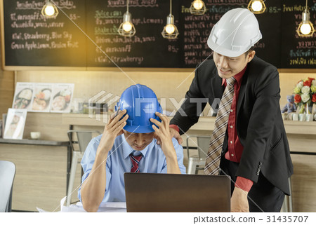 Boss encourages businessmen.business concept. Boss encourages businessmen.business concept. 31435707
