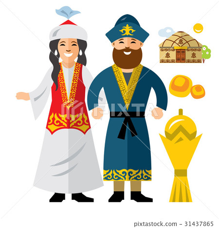 Vector Kazakh Family. Kazakhstan.  31437865