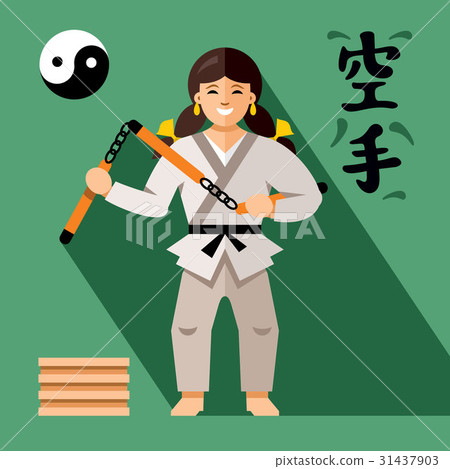 Vector Karate Fighter with weapon.  31437903