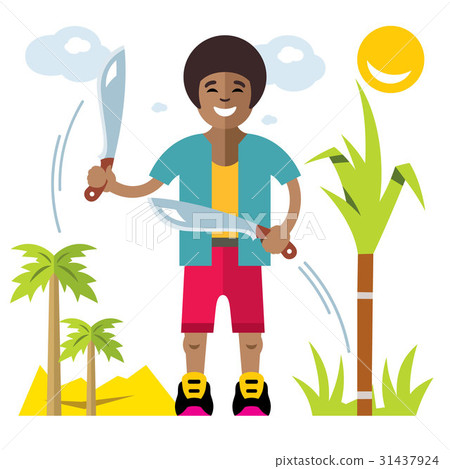 Vector Man with machete.  31437924
