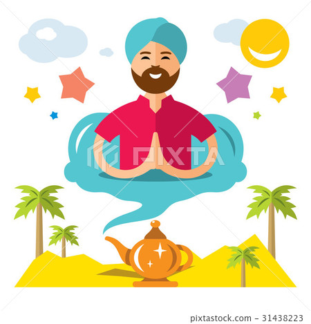 Vector Man genie of the lamp. Vector Man genie of the lamp. 31438223