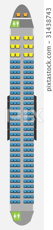 Narrow body Aircraft Seat Map with restroom - Stock Illustration ...