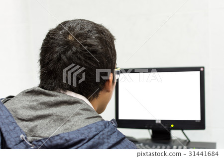 Using a computer desktop by looking to monitor 31441684