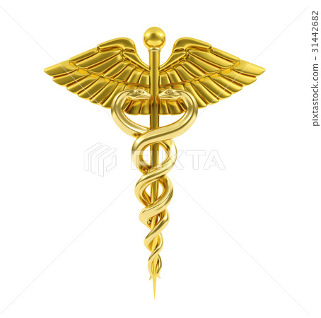 Golden Caduceus Medical Symbol 31442682