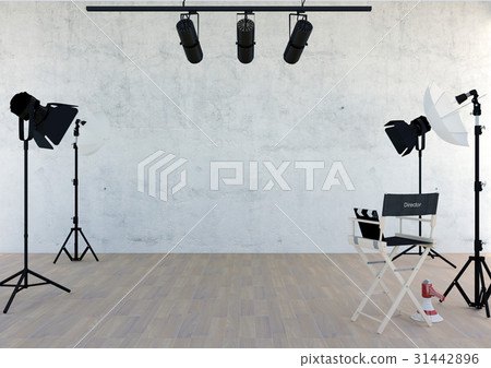 Studio equipment in studio room with empty space 31442896