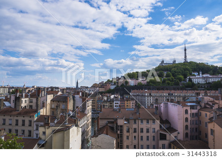 The streetscape of Lyon and the hill of Frvières 31443318