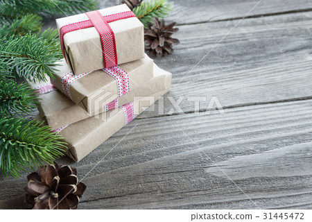 Christmas composition with gift boxes Christmas composition with gift boxes 31445472