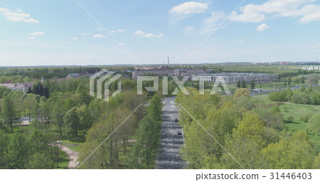 aerial view over streets of Pushkin town 31446403