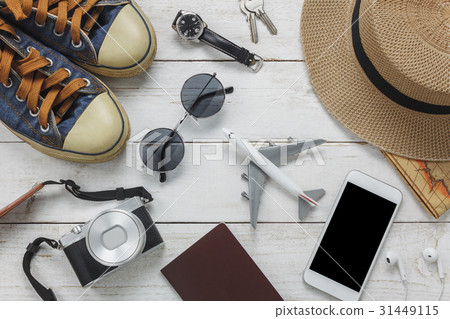 Top view women  to travel concept. 31449115
