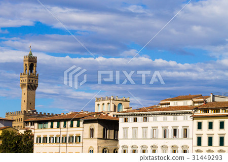 Old Palace bell tower detail view, Florence. Old Palace bell tower detail view, Florence. 31449293
