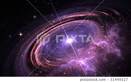 Quasar surrounded by an orbiting accretion disk Quasar surrounded by an orbiting accretion disk 31449327