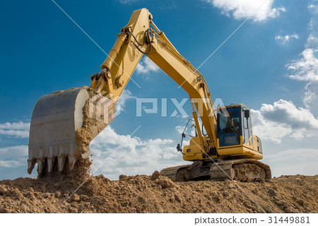 excavator blue sky heavy machine construction site 31449881