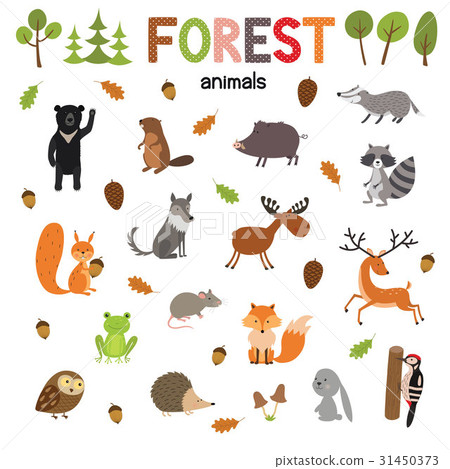 Set of forest animals made in flat style vector - Stock Illustration ...