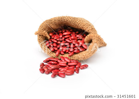 red beans in the sack isolated on white background red beans in the sack isolated on white background 31451601