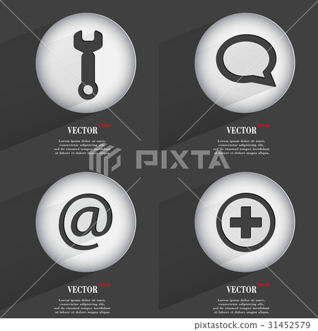 Set of one-color web buttons flat design. Simple c 31452579
