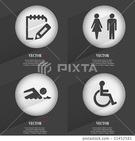 Set of one-color web buttons flat design. Simple c 31452581