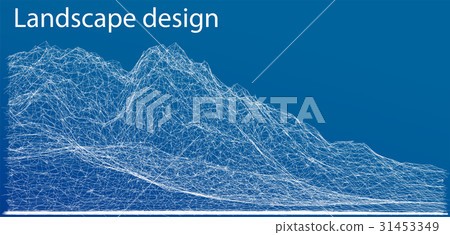 Wireframe polygonal landscape. Vector Illustration 31453349