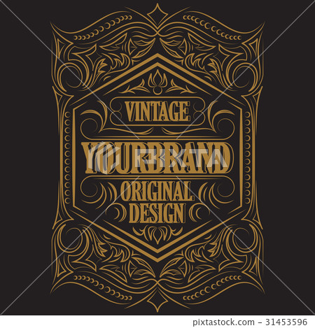 Antique label, vintage frame design, retro logo. 31453596