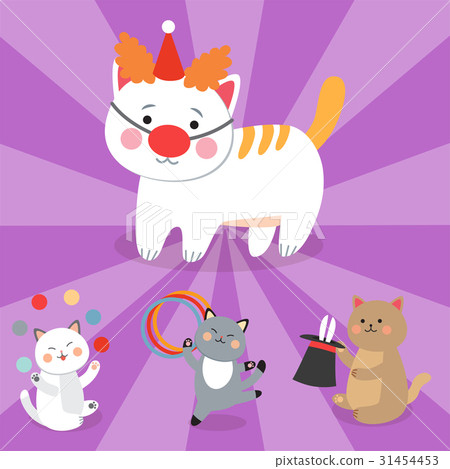 Circus cats vector cheerful illustration for kids Circus cats vector cheerful illustration for kids 31454453