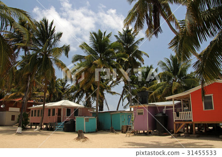 Cabins on stilts on the small island of Tobacco Cabins on stilts on the small island of Tobacco 31455533