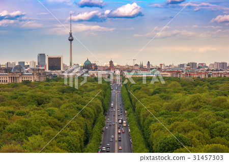 Berlin city skyline and Tiergarten, Germany 31457303