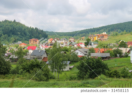Modern cottages on slope of Carpathians 31458115