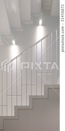 White staircase with hand rail 31458872